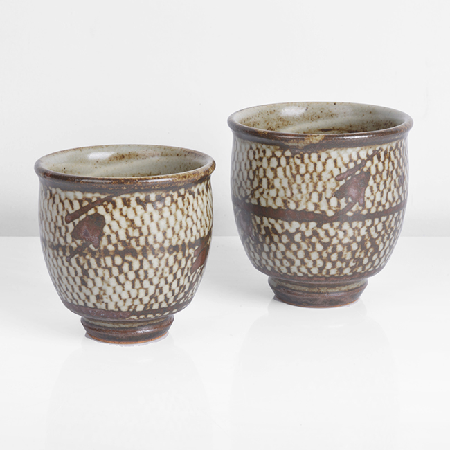 Two stoneware unomi made by Shimoaka Tatsuzo sold at auction by Maak Contemporary Ceramics